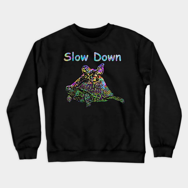 Sloth and Turtle Slow Down Crewneck Sweatshirt by Leon Loveless